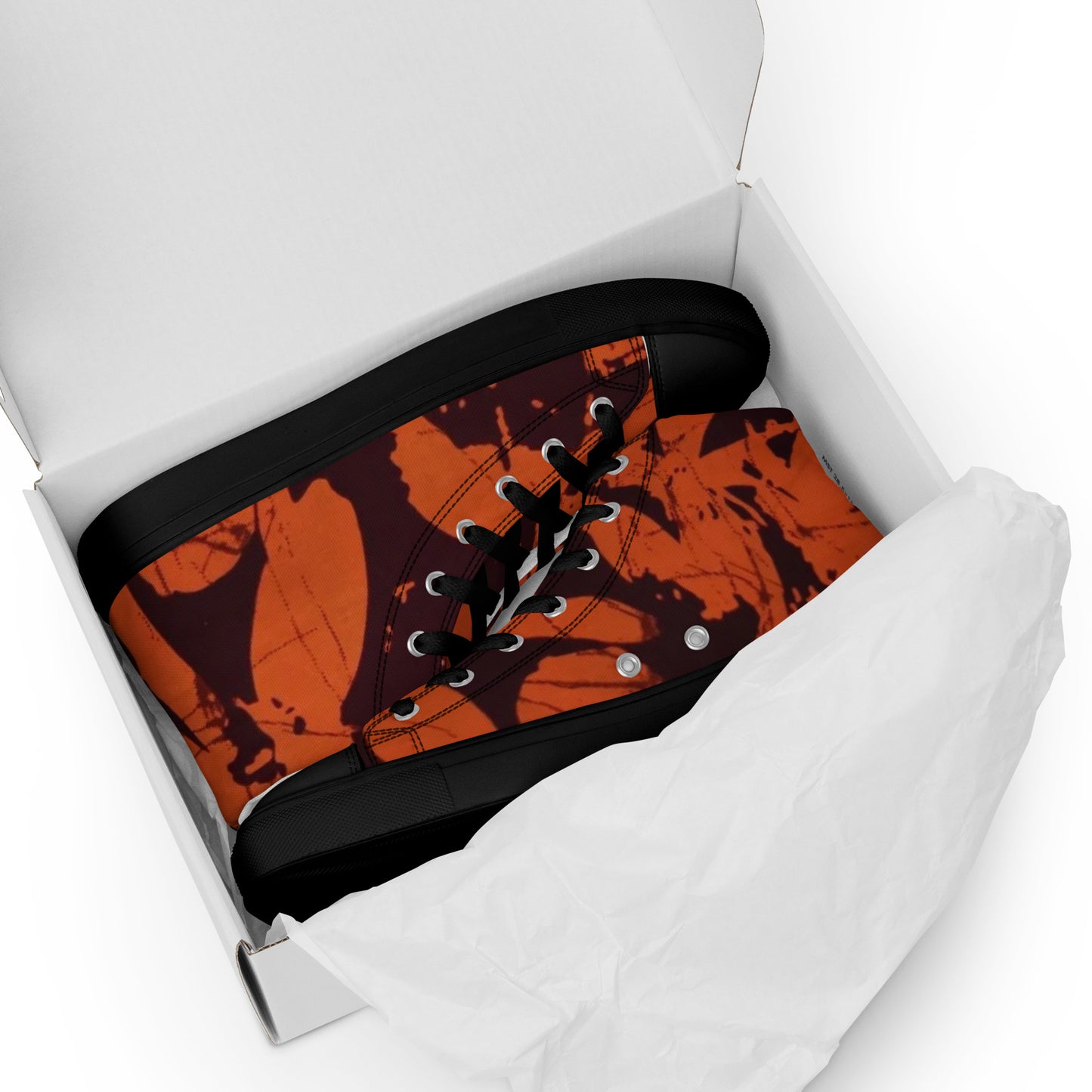 Orange Adire Men’s high top canvas shoes