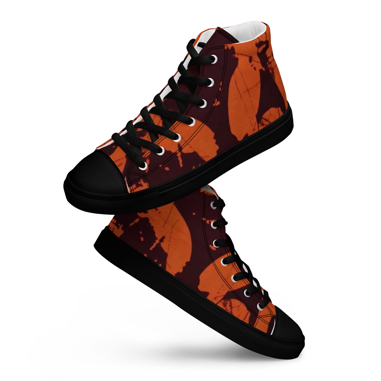 Orange Adire Men’s high top canvas shoes