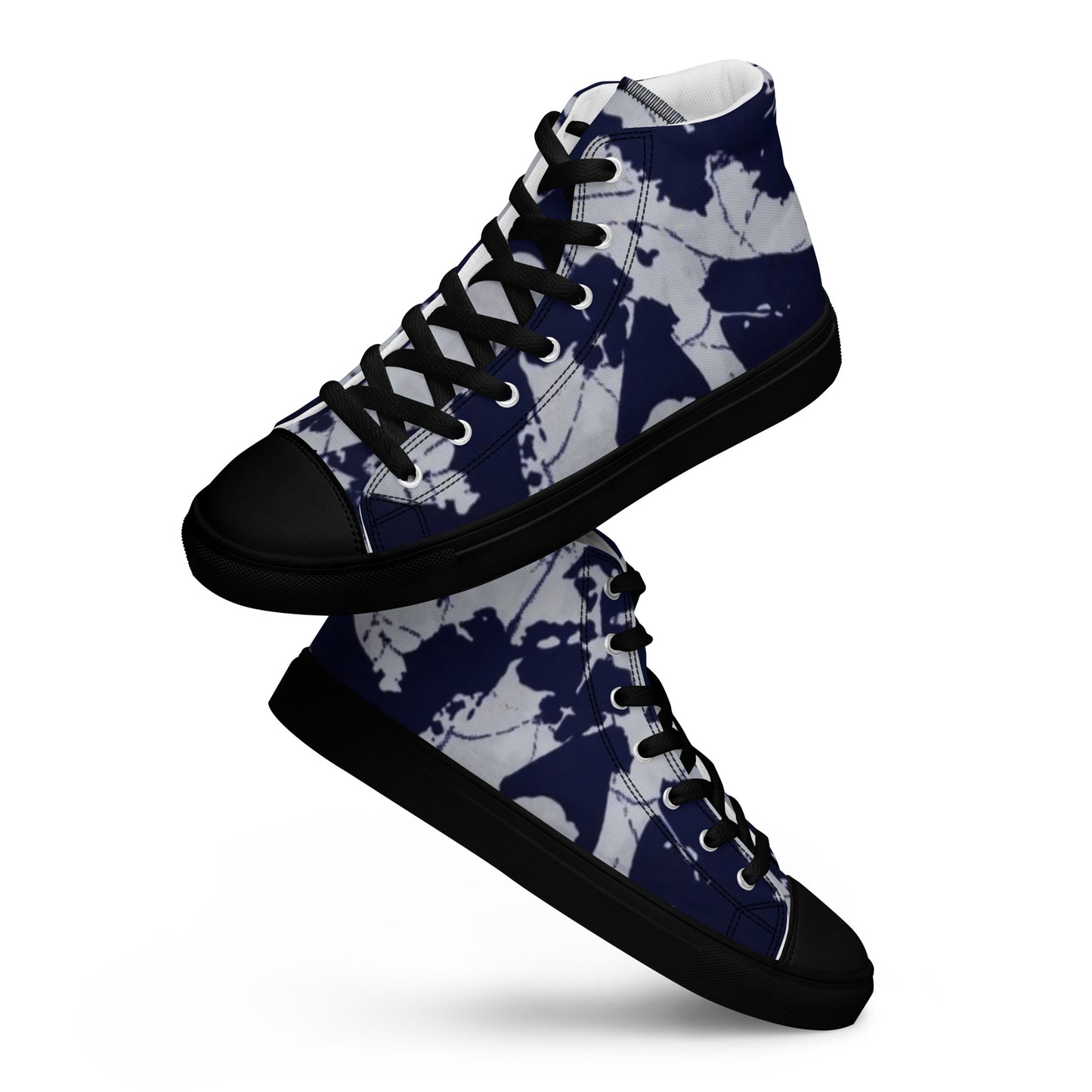 Indigo Adire Men’s high top canvas shoes