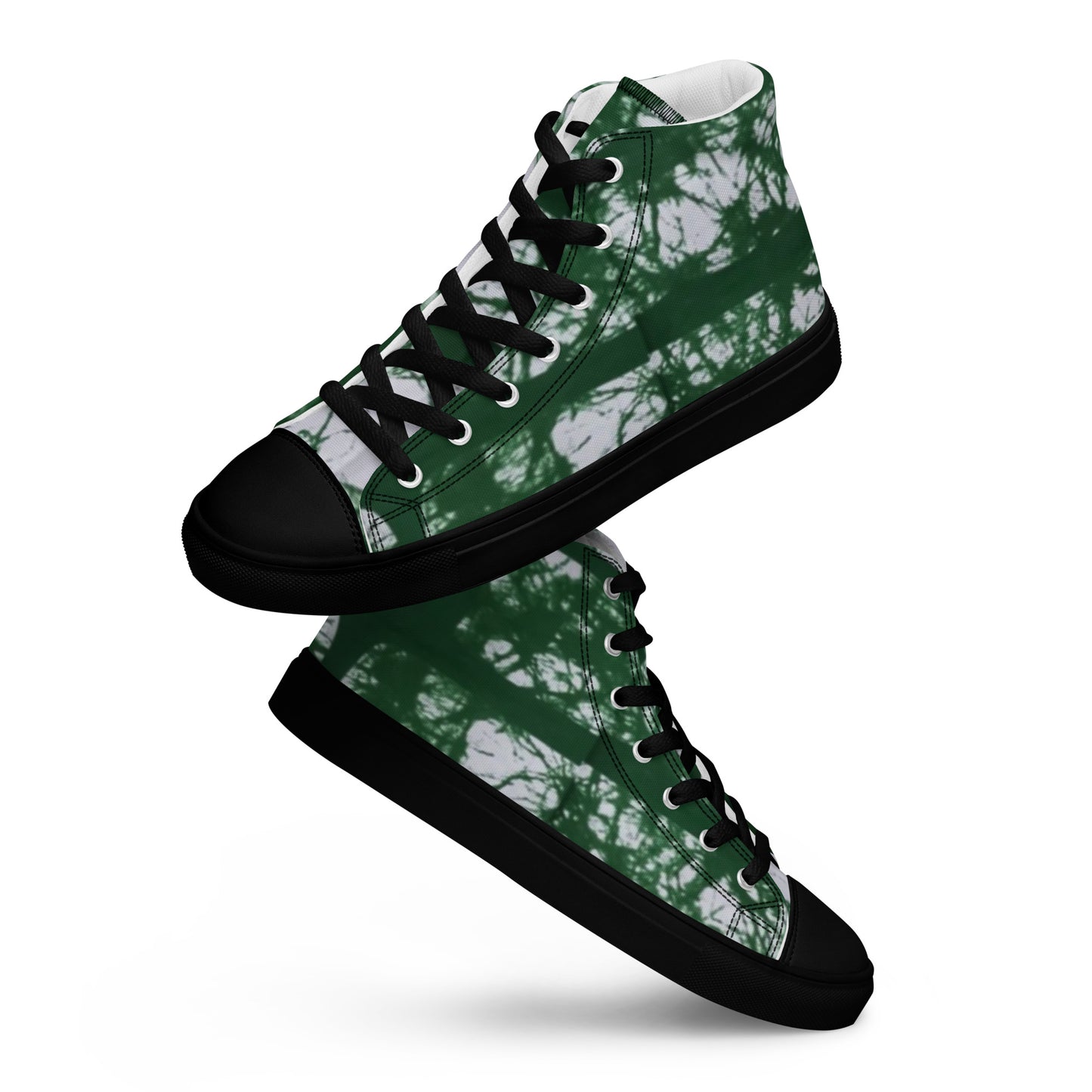 Green Adire Ankara Men’s high top canvas shoes