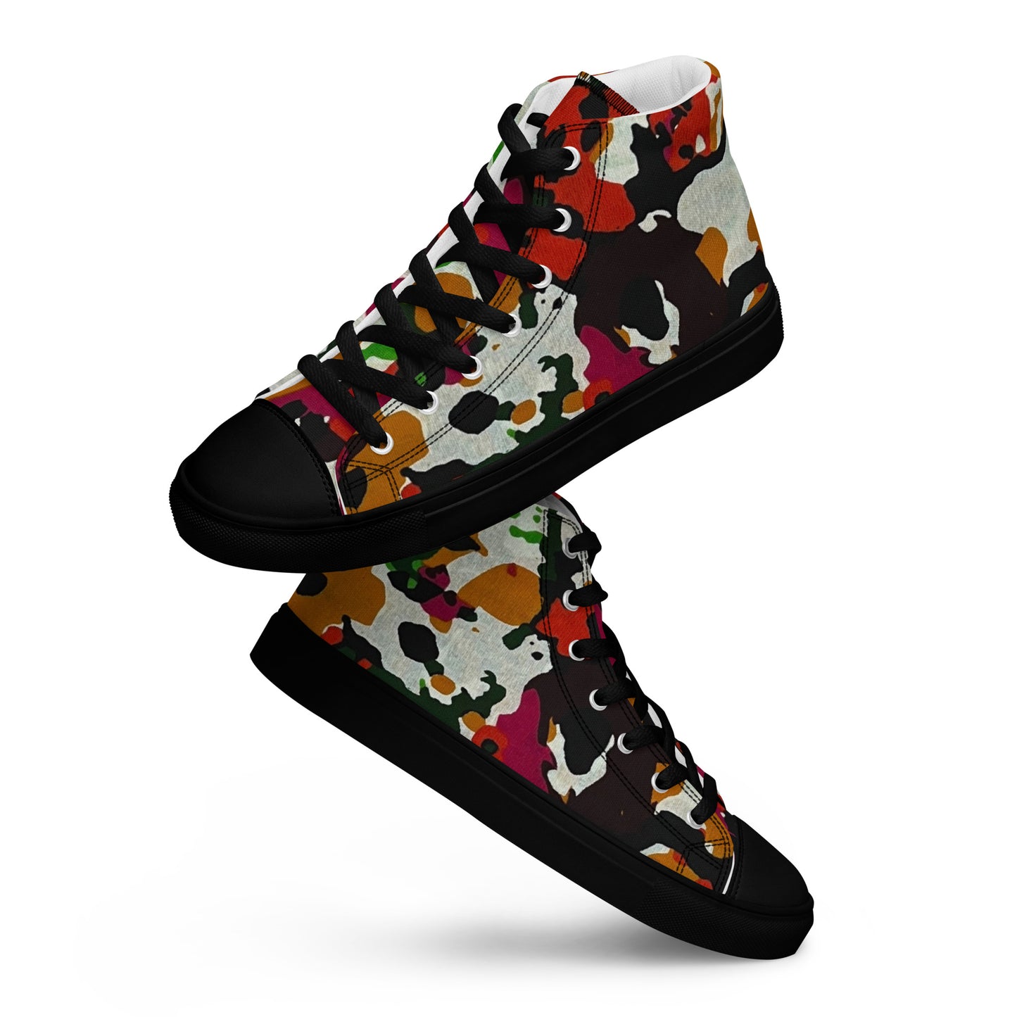 Multicolour Paint Ankara Men’s High Top Canvas Shoes