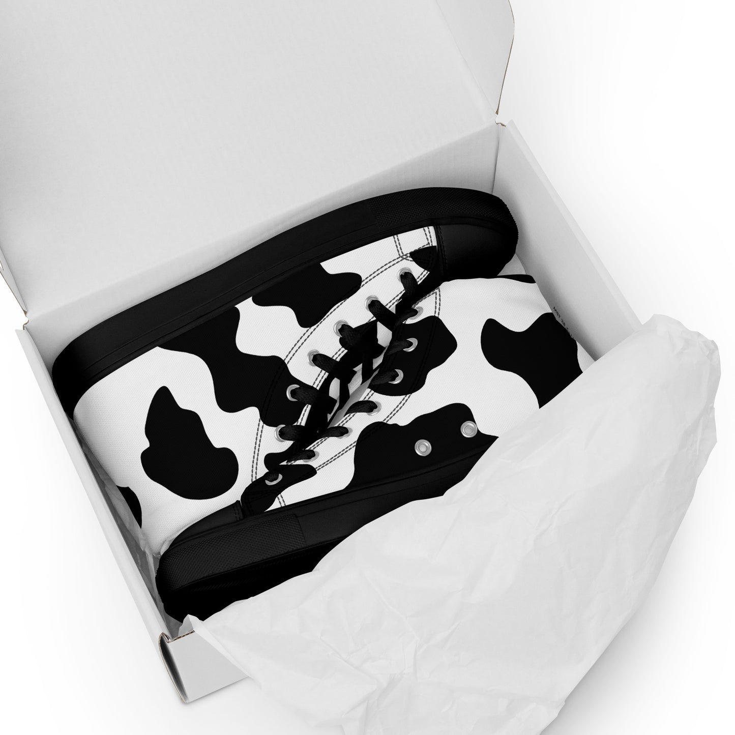 Cow Print Men’s high top canvas shoes