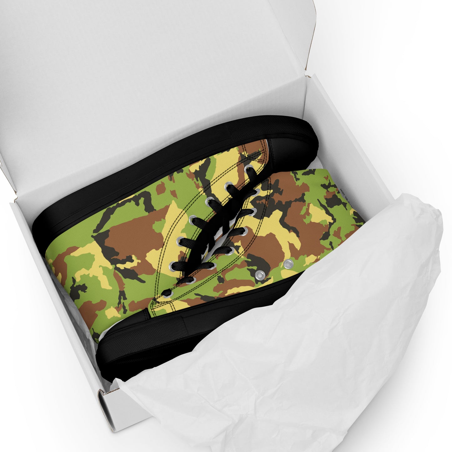 Green Camo Men’s high top canvas shoes