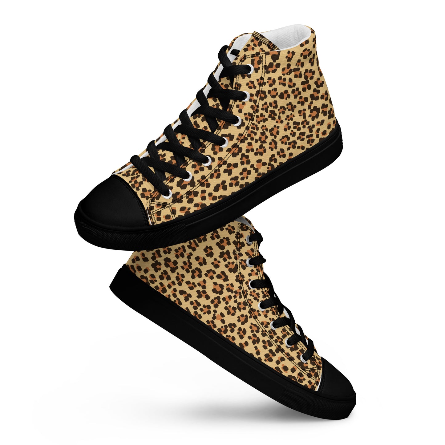 Brown Leopard Men’s high top canvas shoes