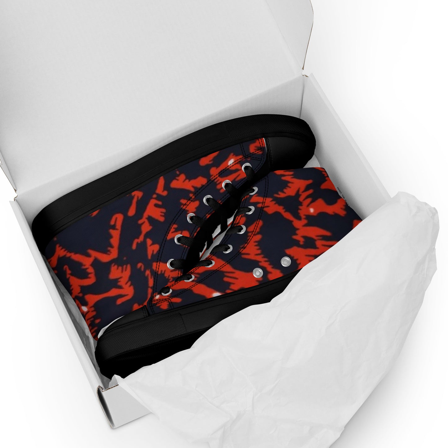 Orange Leopard Men’s high top canvas shoes