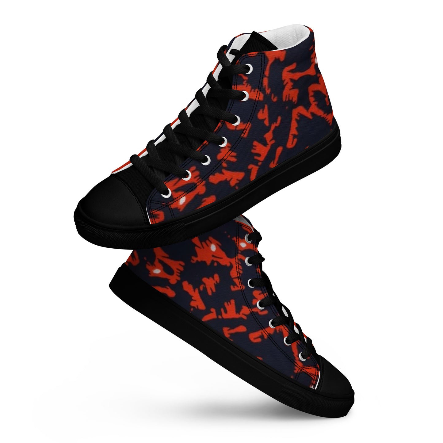 Orange Leopard Men’s high top canvas shoes