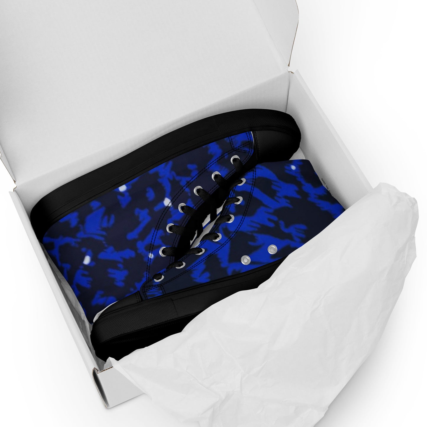 Blue Leopard Men’s high top canvas shoes