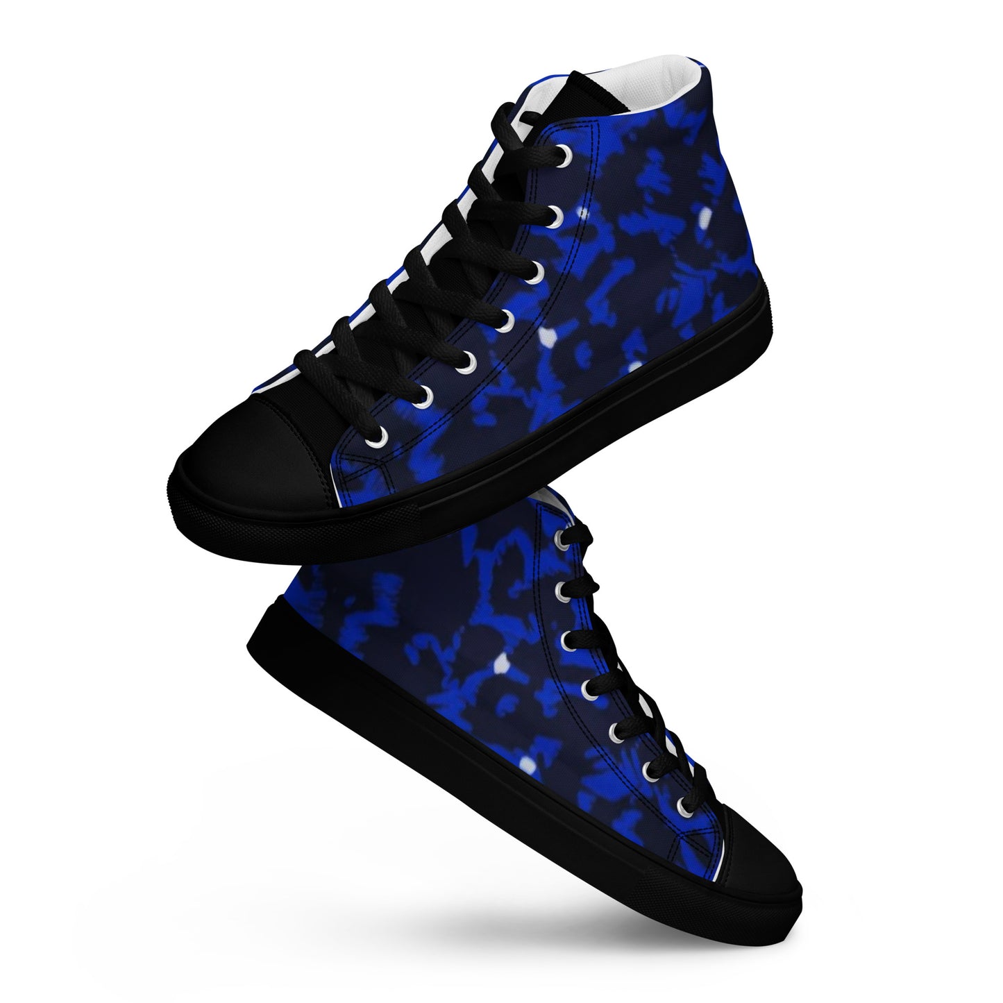 Blue Leopard Men’s high top canvas shoes