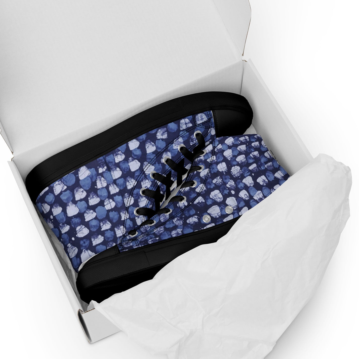 Blue Dotted Men’s high top canvas shoes