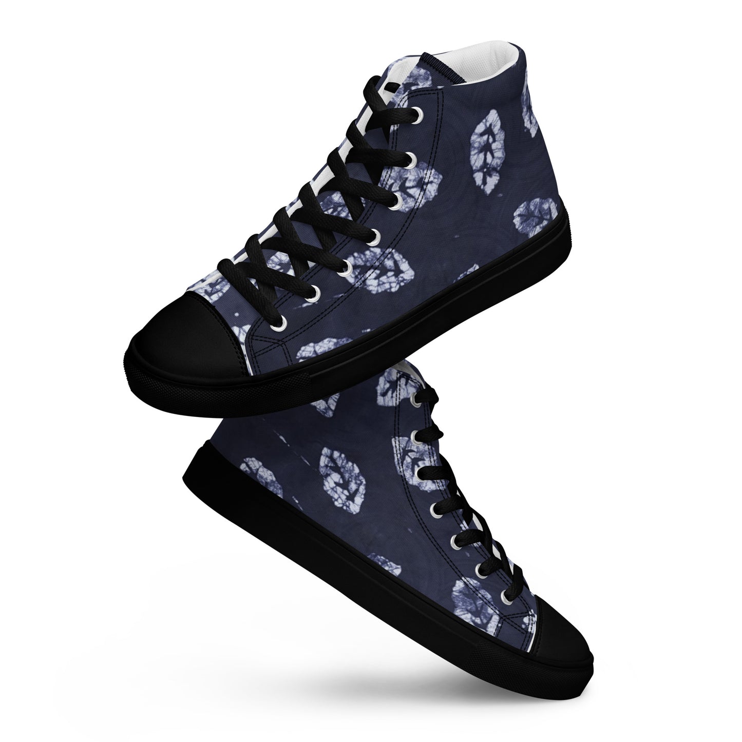 Indigo Leaf Men’s high top canvas shoes