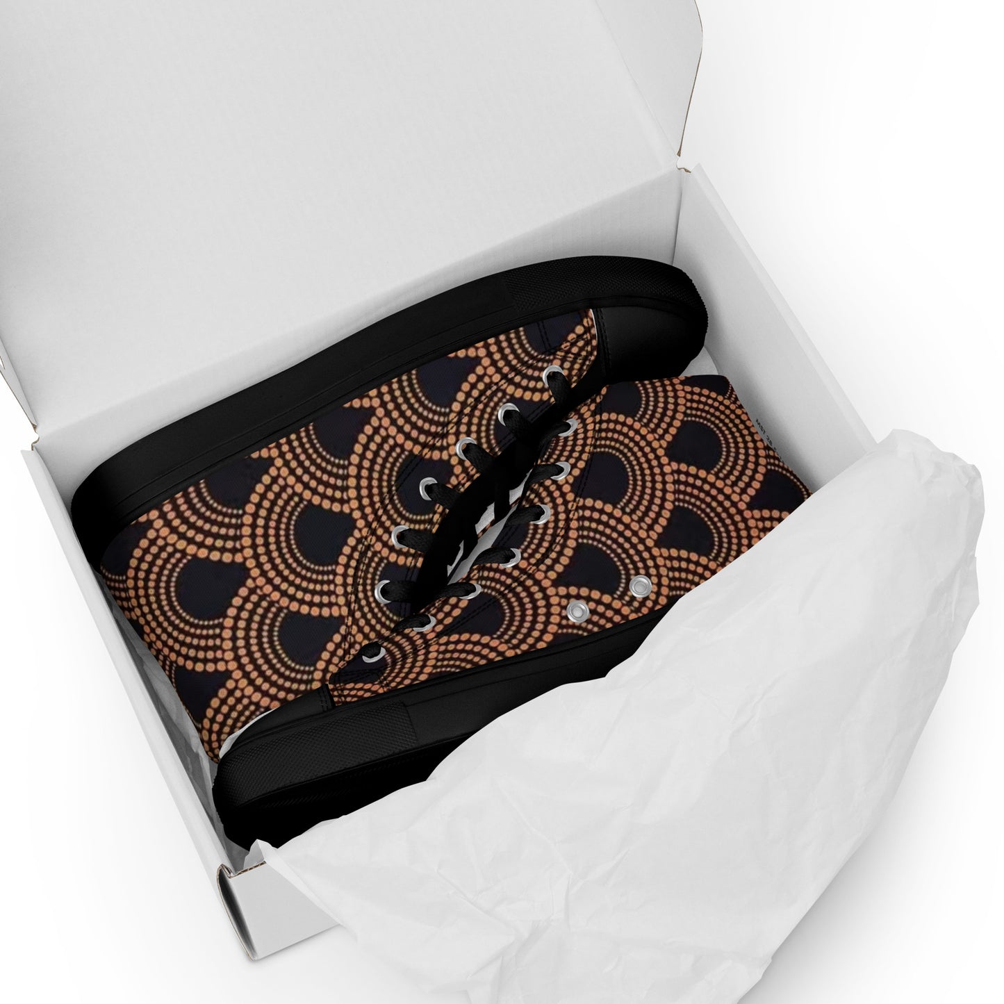 Brown Abstract Men’s high top canvas shoes