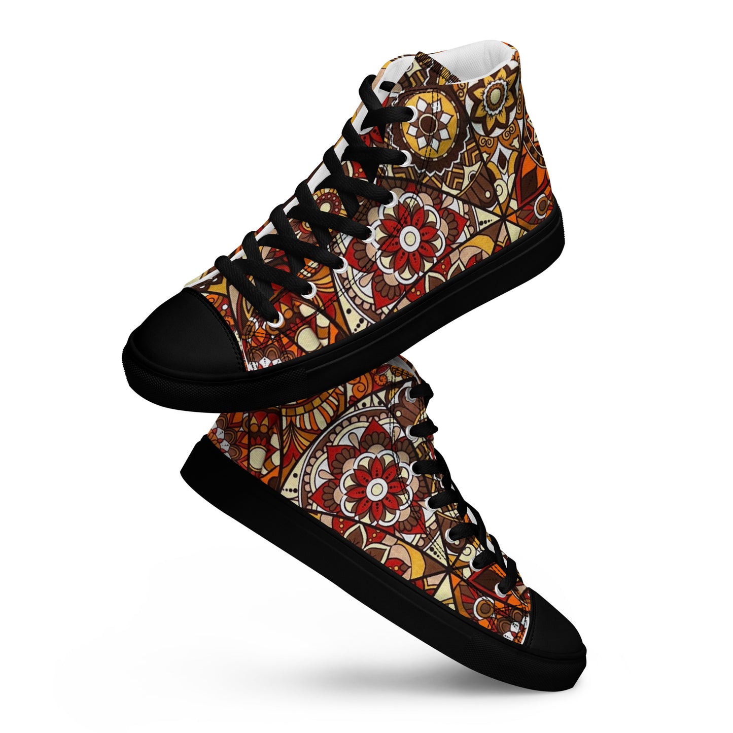 Multicolour Brown Men’s high top canvas shoes