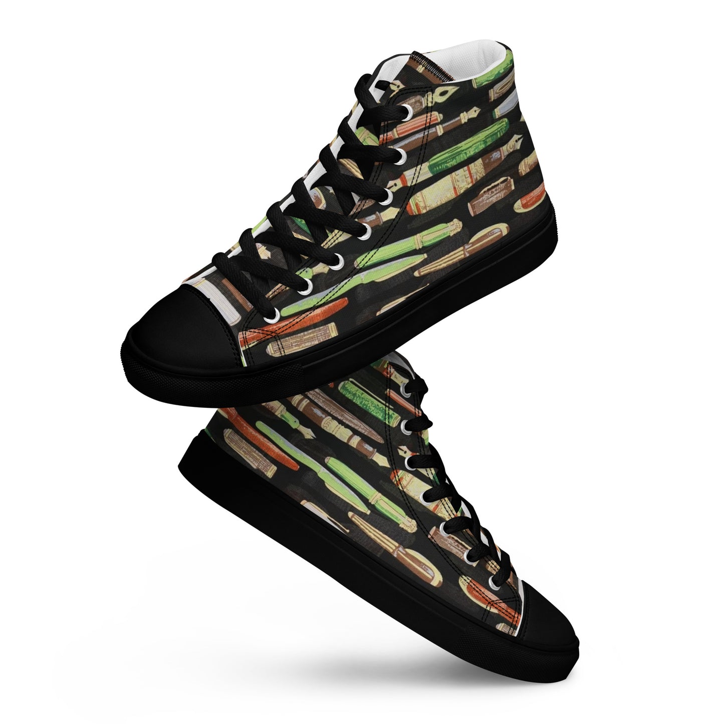 Green Pen Men’s high top canvas shoes