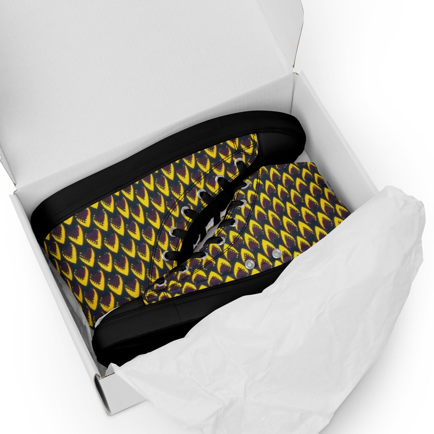 Yellow Flame Men’s high top canvas shoes