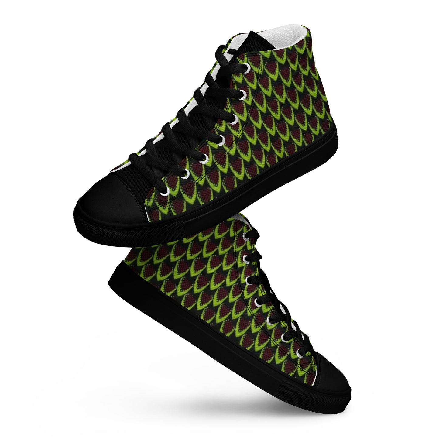 Green Flame Men’s high top canvas shoes