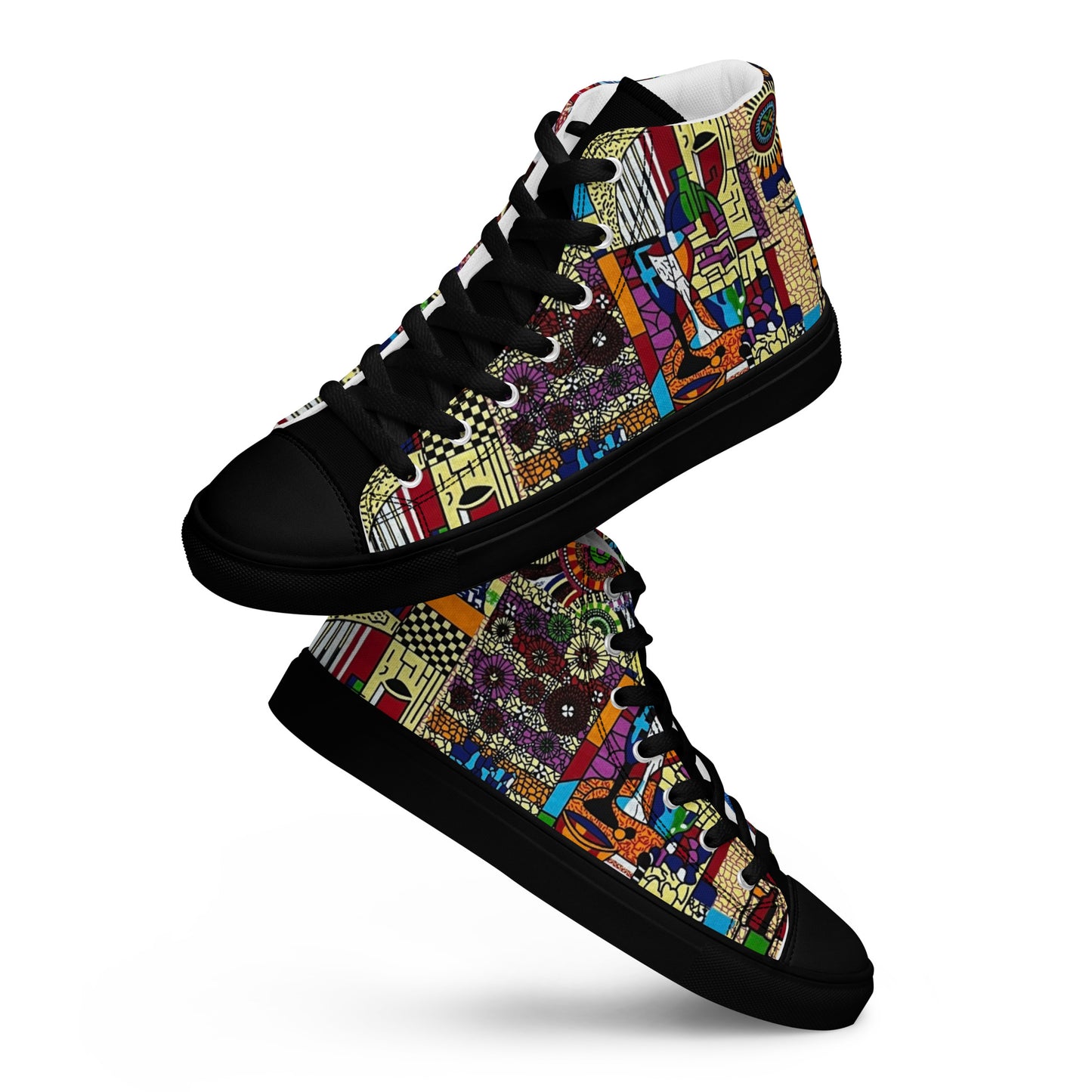 Colourful Artsy Men’s high top canvas shoes