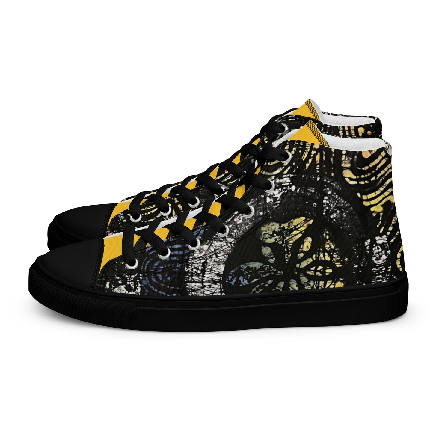 Circles And Swirls Indigo Adire Men’s High Top Canvas Shoes