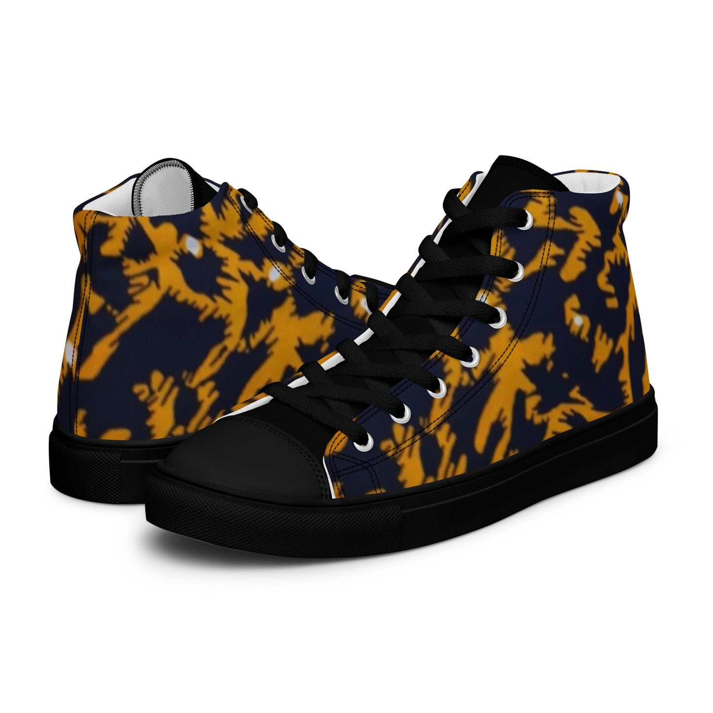 Yellow Leopard Ankara Men’s high top canvas shoes