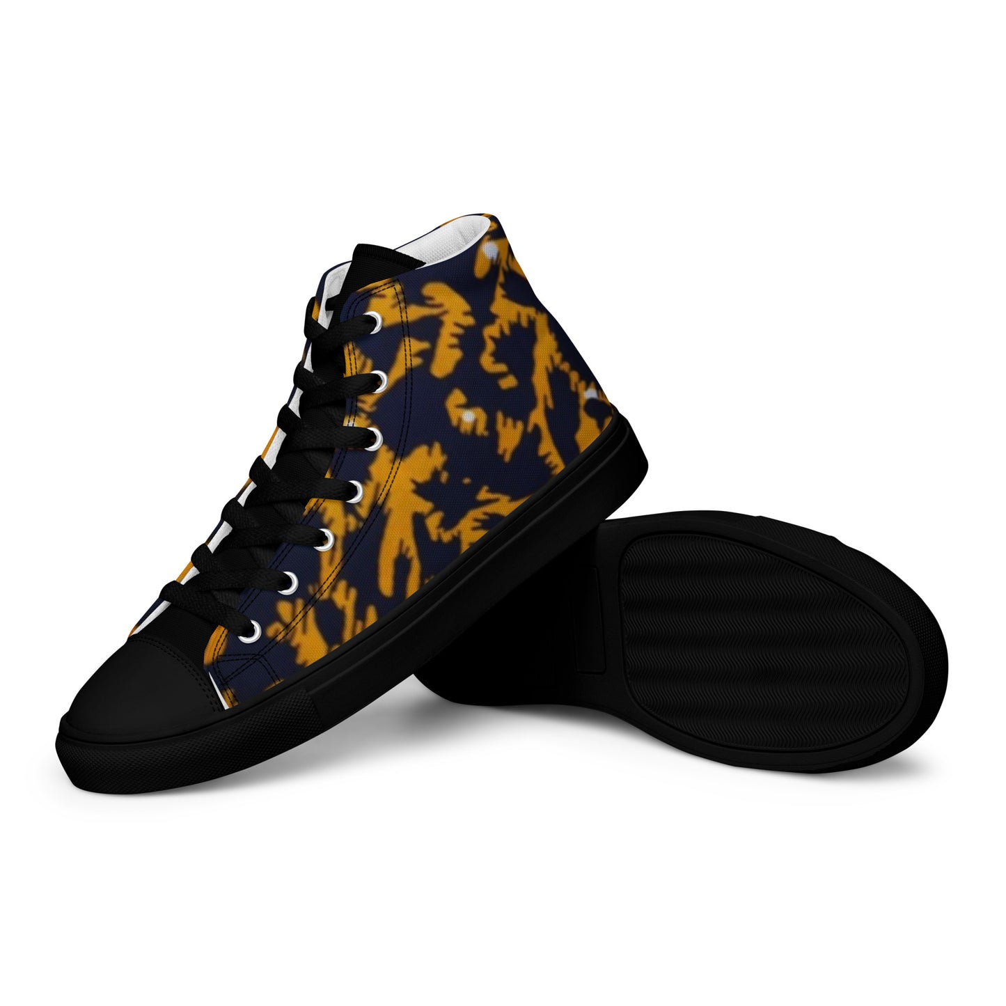 Yellow Leopard Ankara Men’s high top canvas shoes