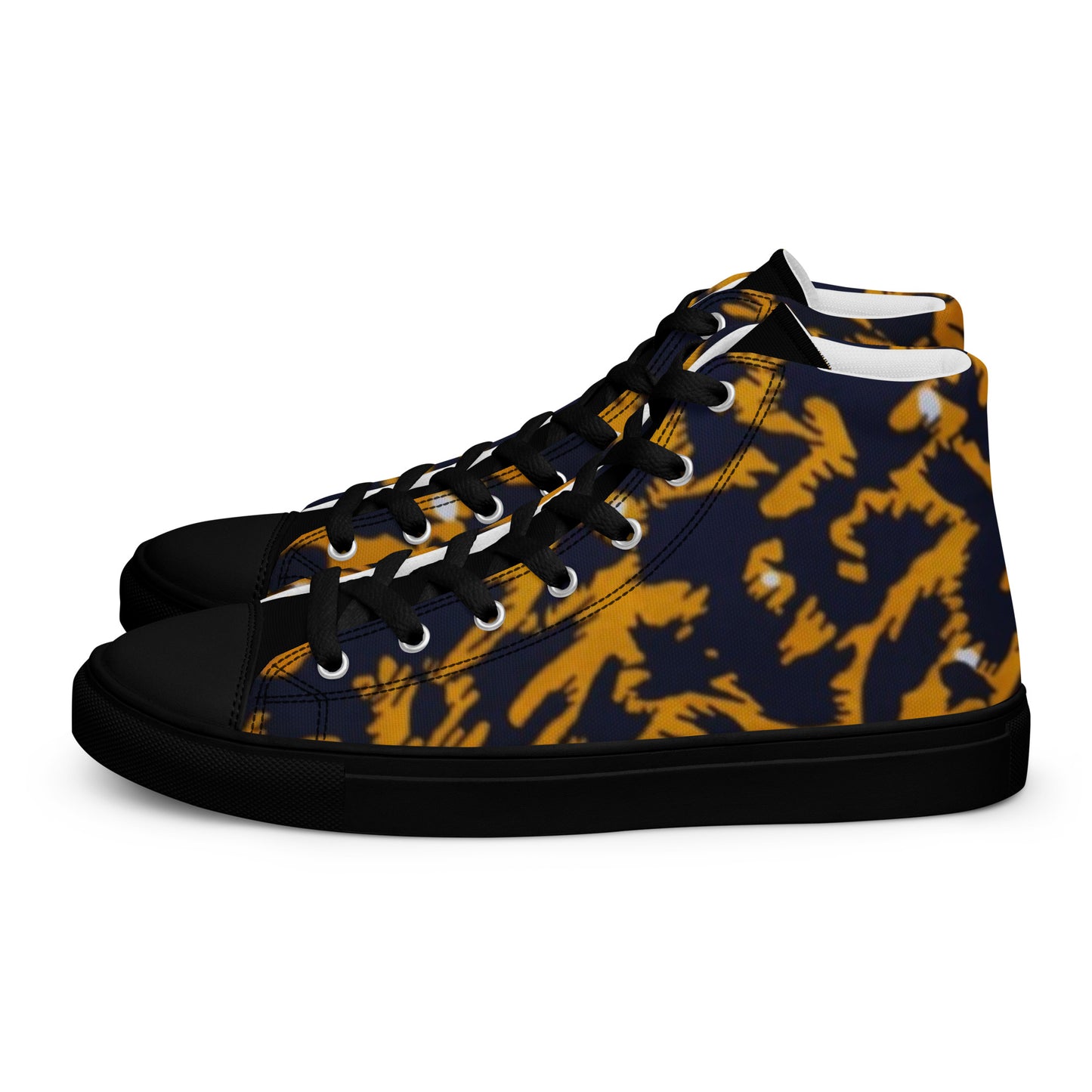 Yellow Leopard Ankara Men’s high top canvas shoes