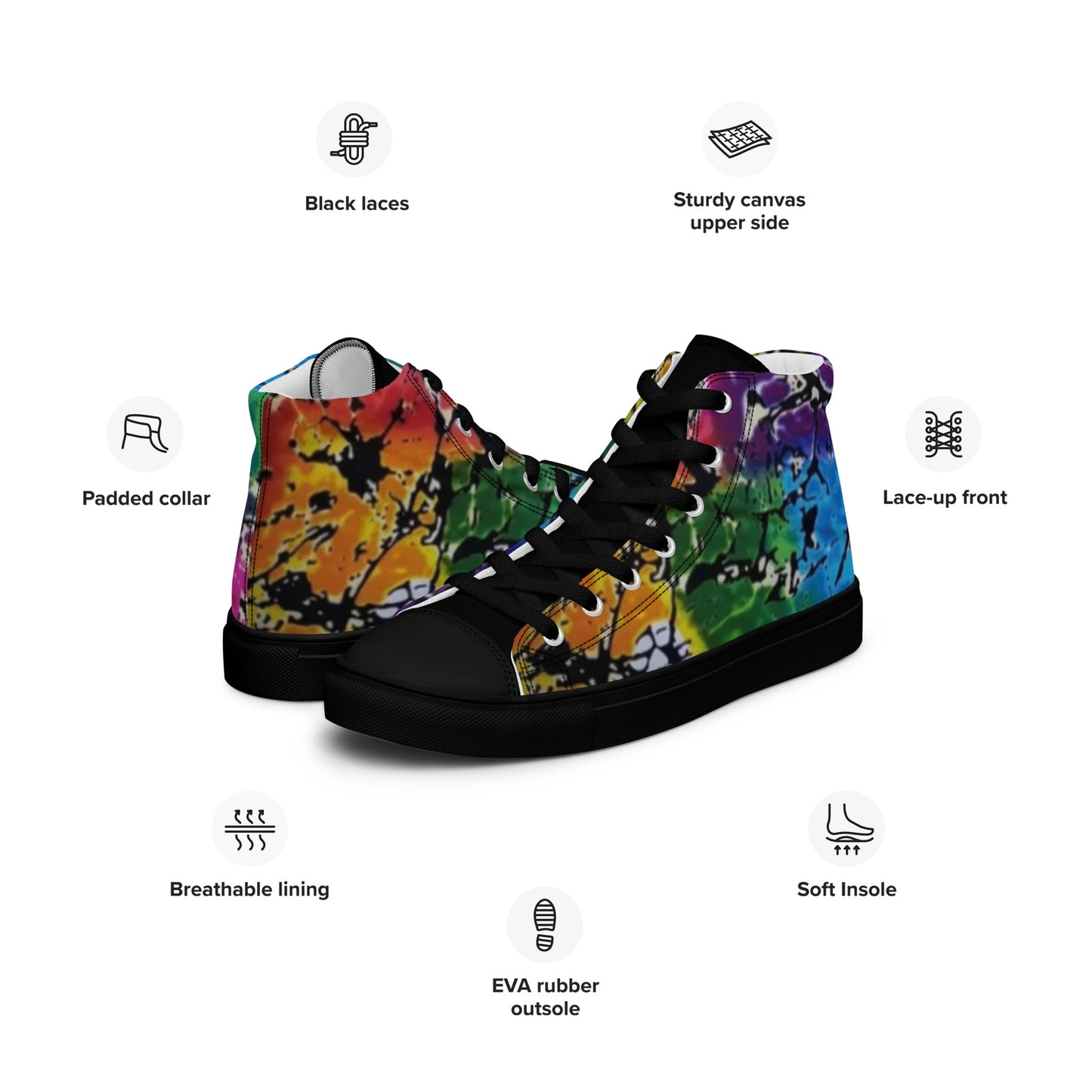 Multicolour Adire Ankara Men’s high top canvas shoes