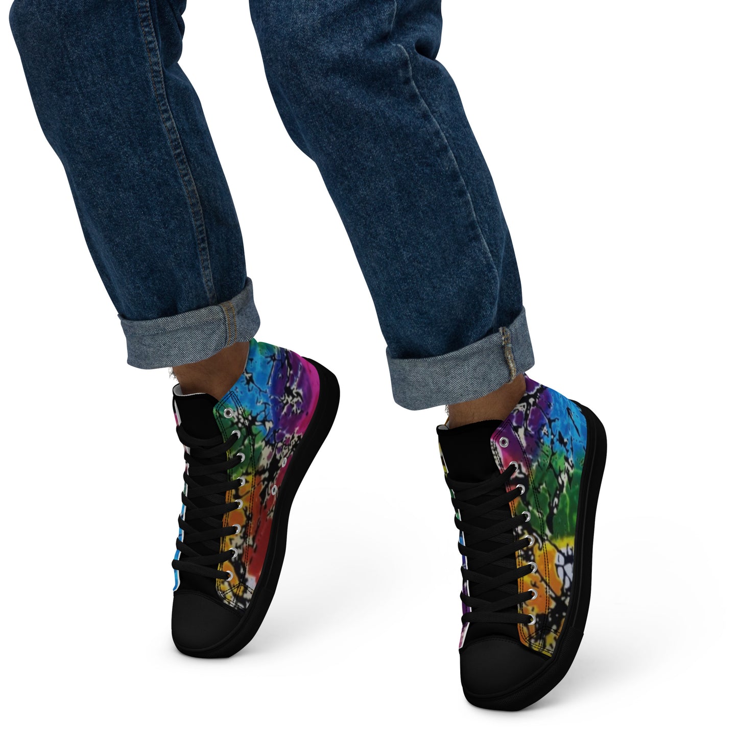 Multicolour Adire Ankara Men’s high top canvas shoes