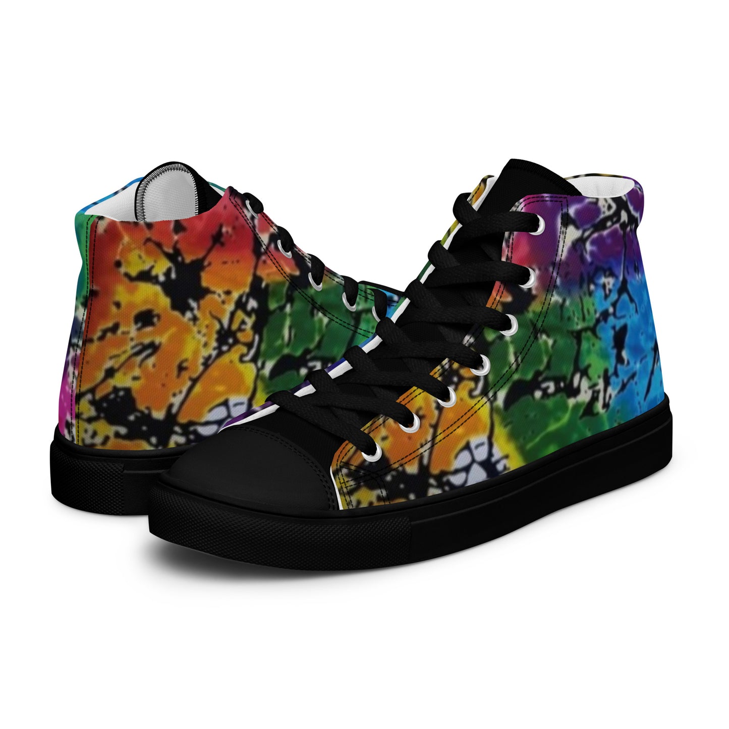 Multicolour Adire Ankara Men’s high top canvas shoes