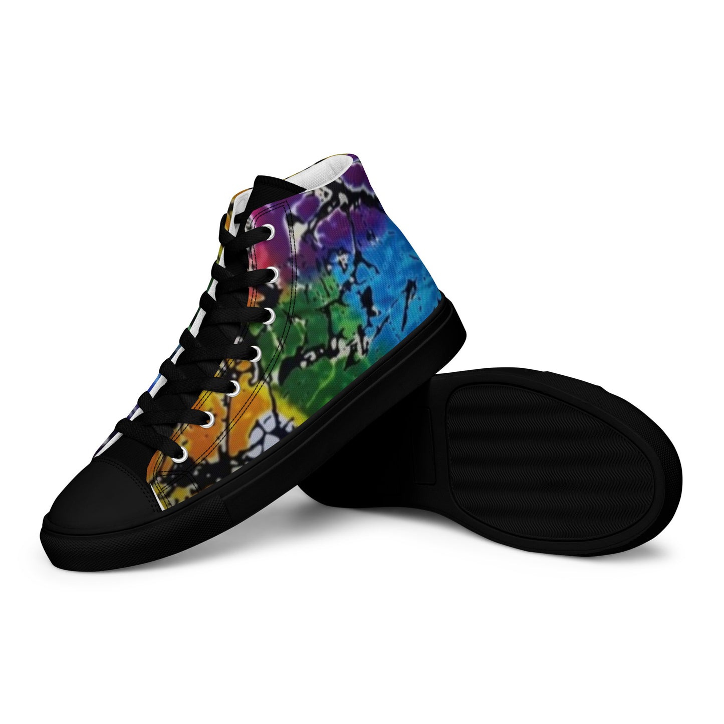 Multicolour Adire Ankara Men’s high top canvas shoes