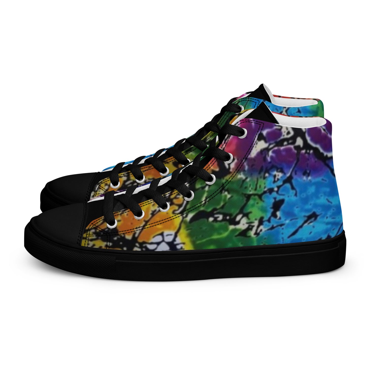 Multicolour Adire Ankara Men’s high top canvas shoes