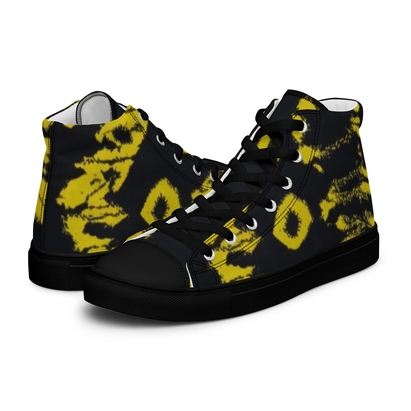 Yellow Adire Ankara Men’s high top canvas shoes