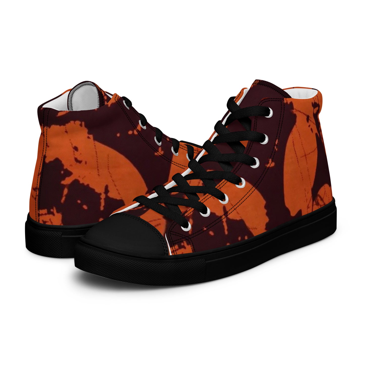 Orange Adire Men’s high top canvas shoes