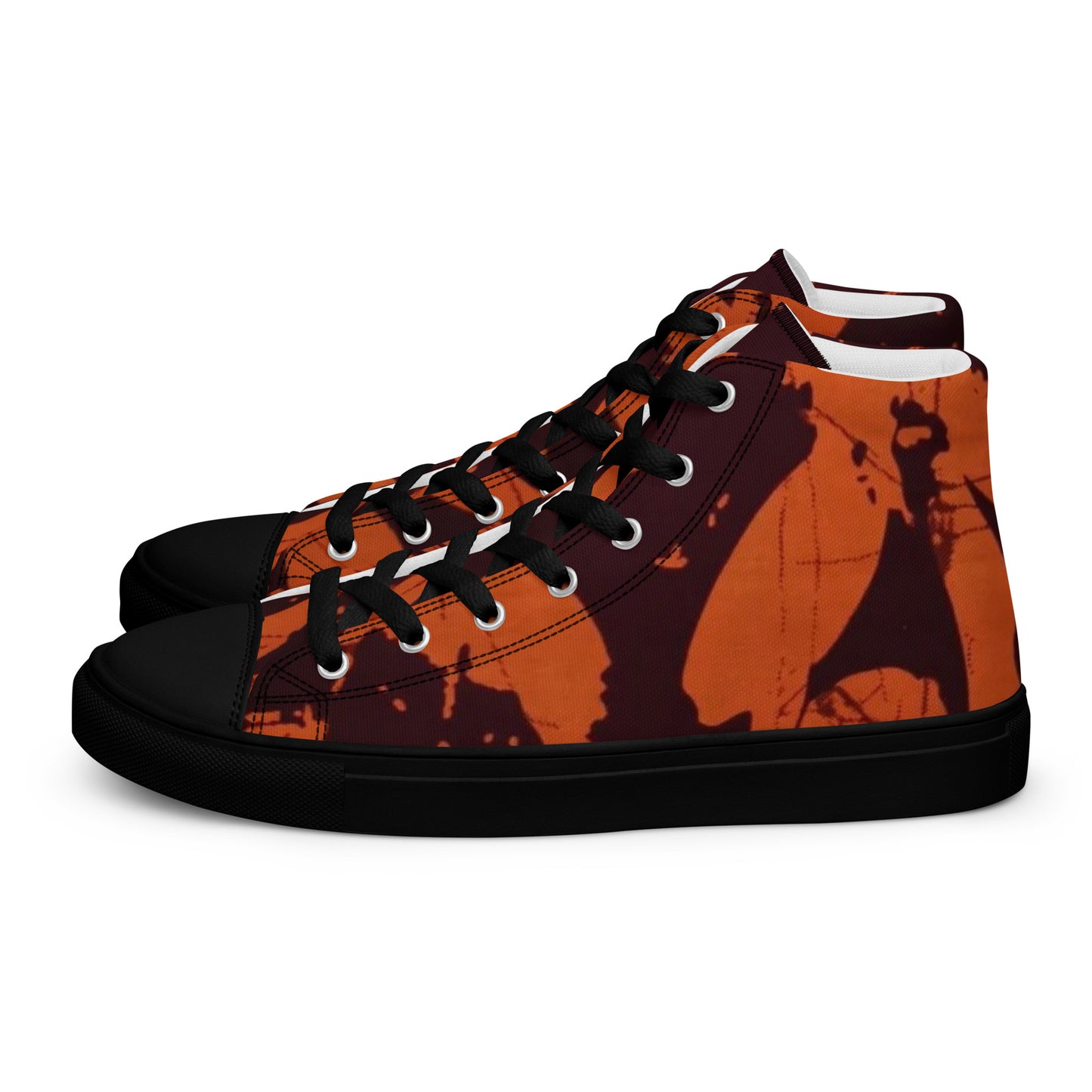 Orange Adire Men’s high top canvas shoes