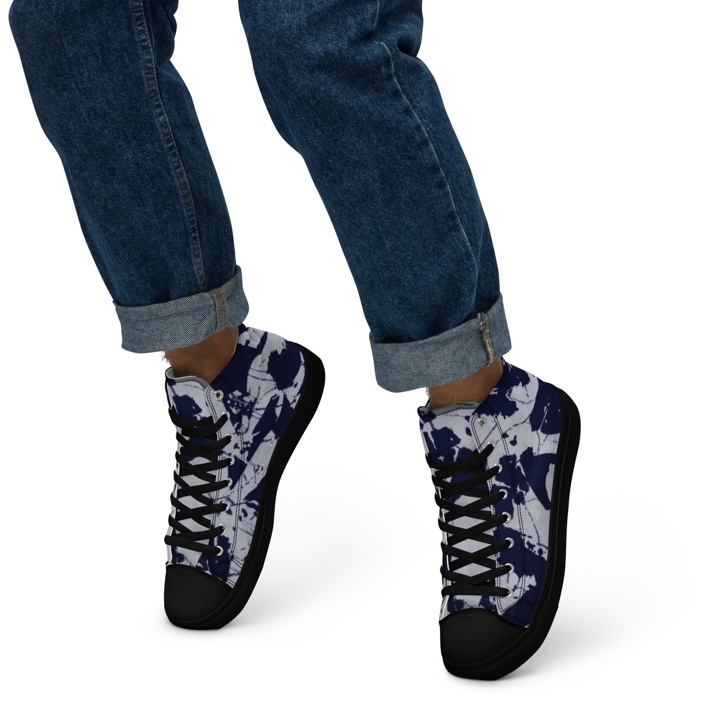 Indigo Adire Men’s high top canvas shoes