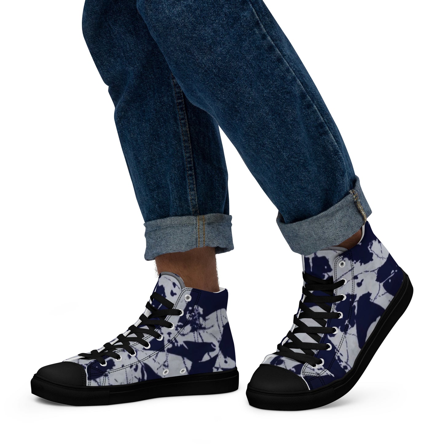 Indigo Adire Men’s high top canvas shoes