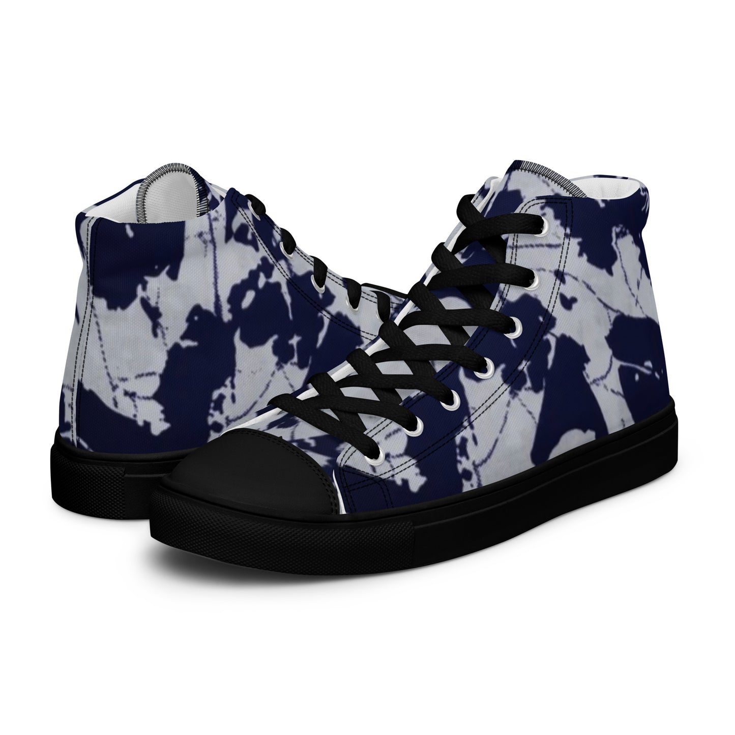 Indigo Adire Men’s high top canvas shoes