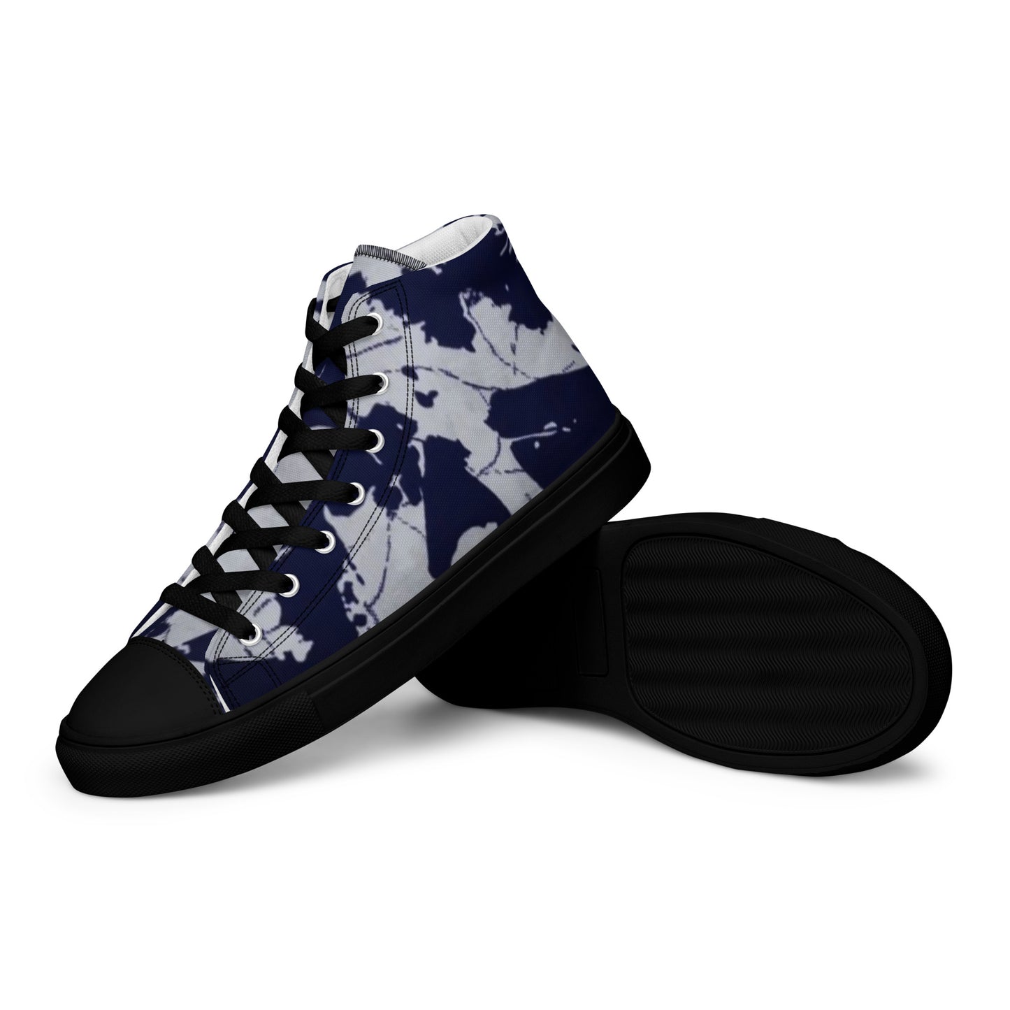 Indigo Adire Men’s high top canvas shoes