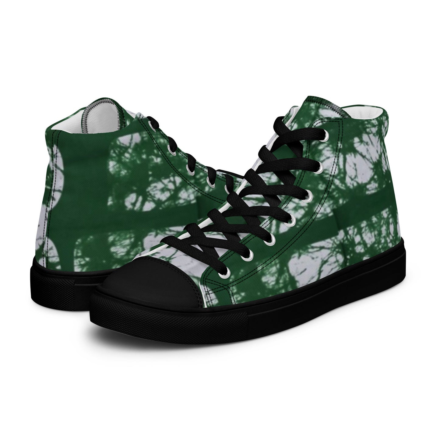 Green Adire Ankara Men’s high top canvas shoes