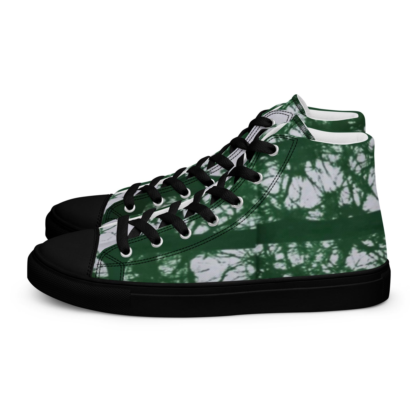 Green Adire Ankara Men’s high top canvas shoes