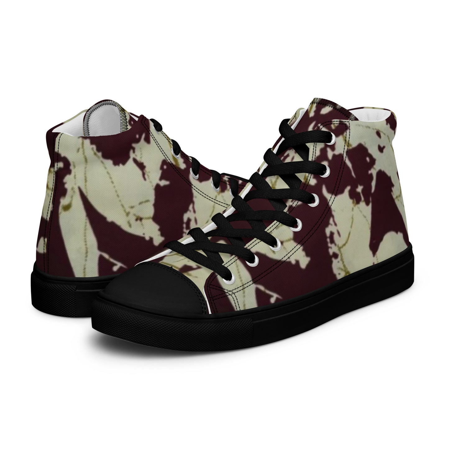 Brown Adire Men’s high top canvas shoes