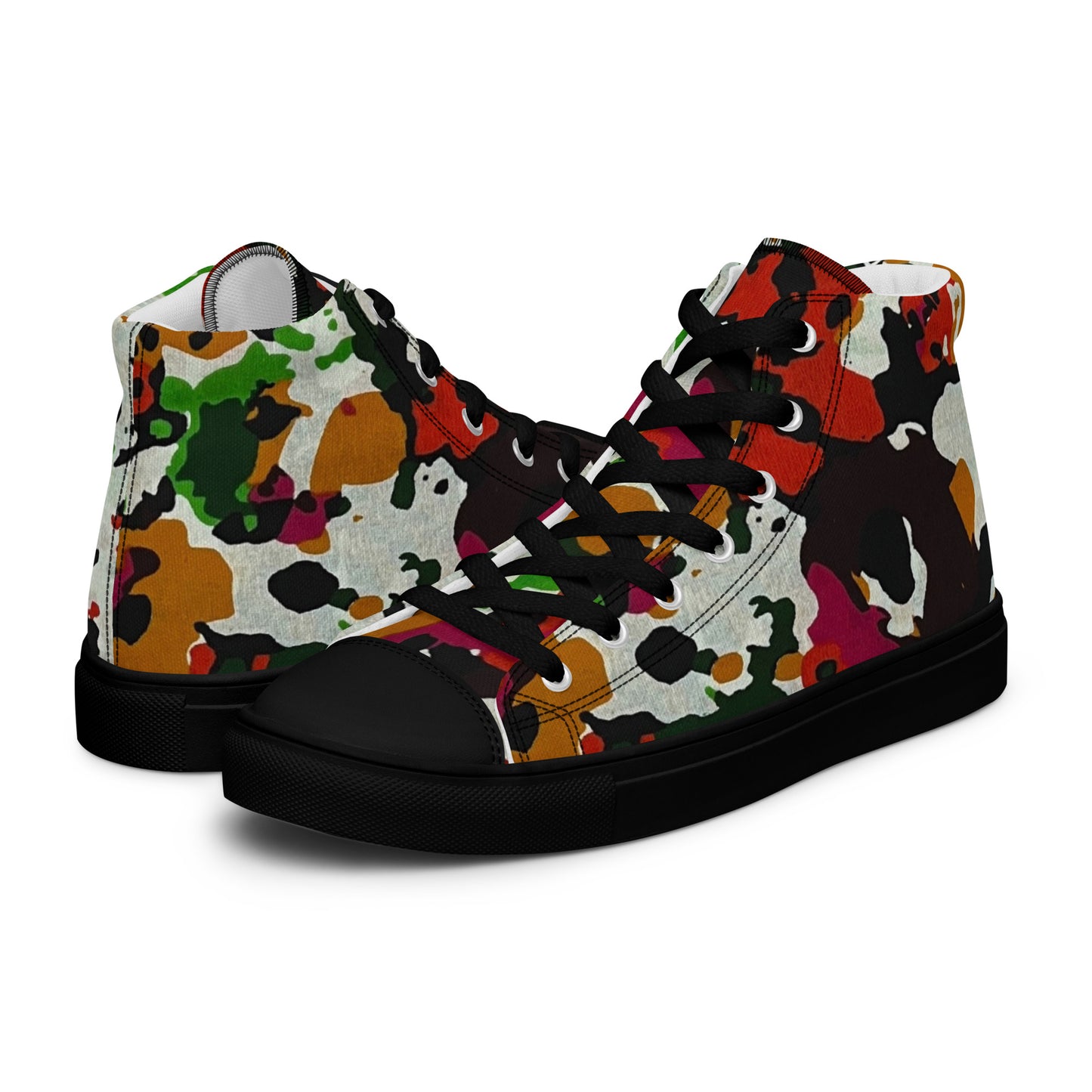 Multicolour Paint Ankara Men’s High Top Canvas Shoes