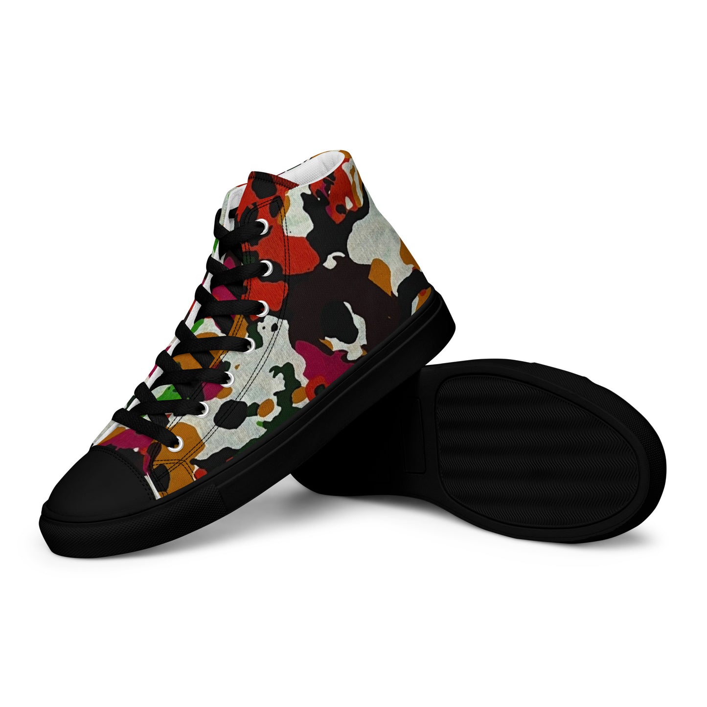 Multicolour Paint Ankara Men’s High Top Canvas Shoes