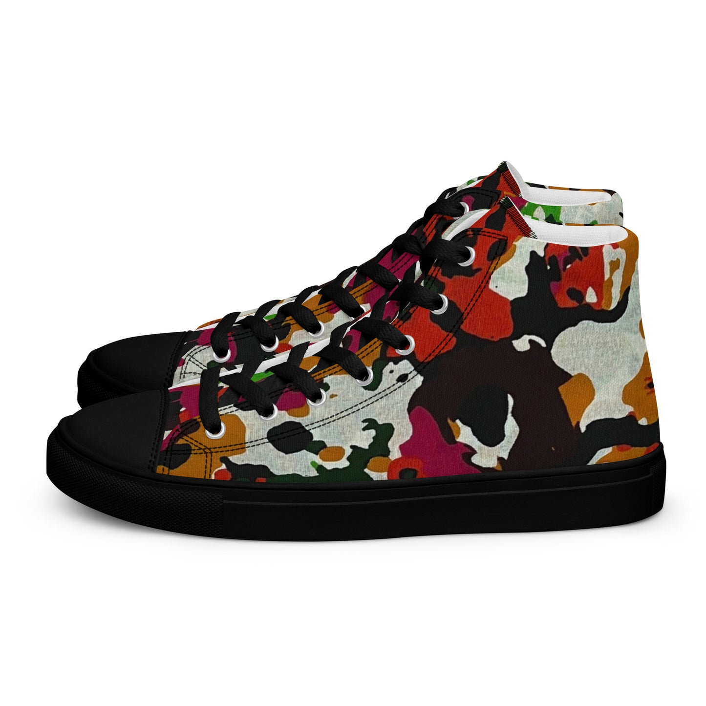 Multicolour Paint Ankara Men’s High Top Canvas Shoes