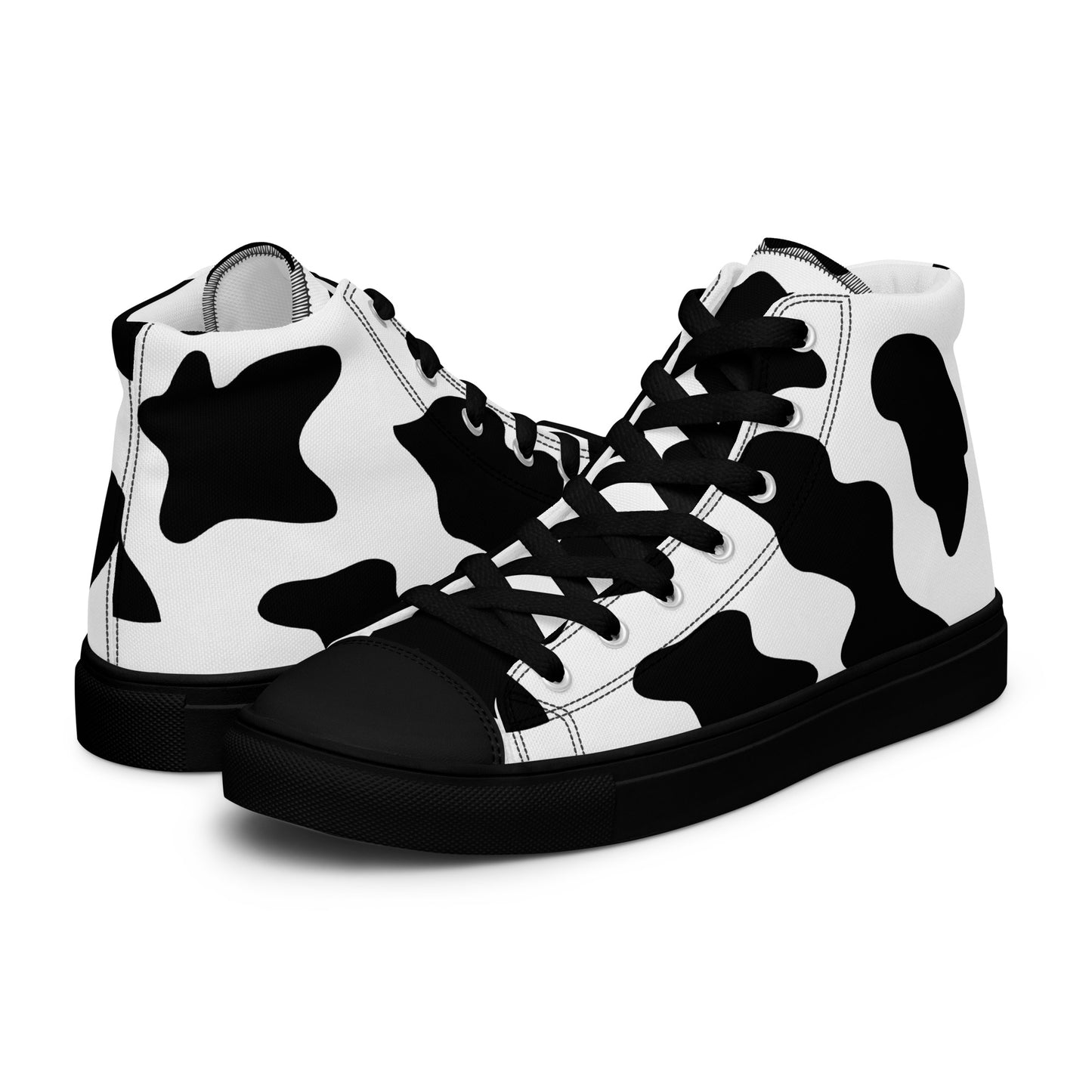 Cow Print Men’s high top canvas shoes