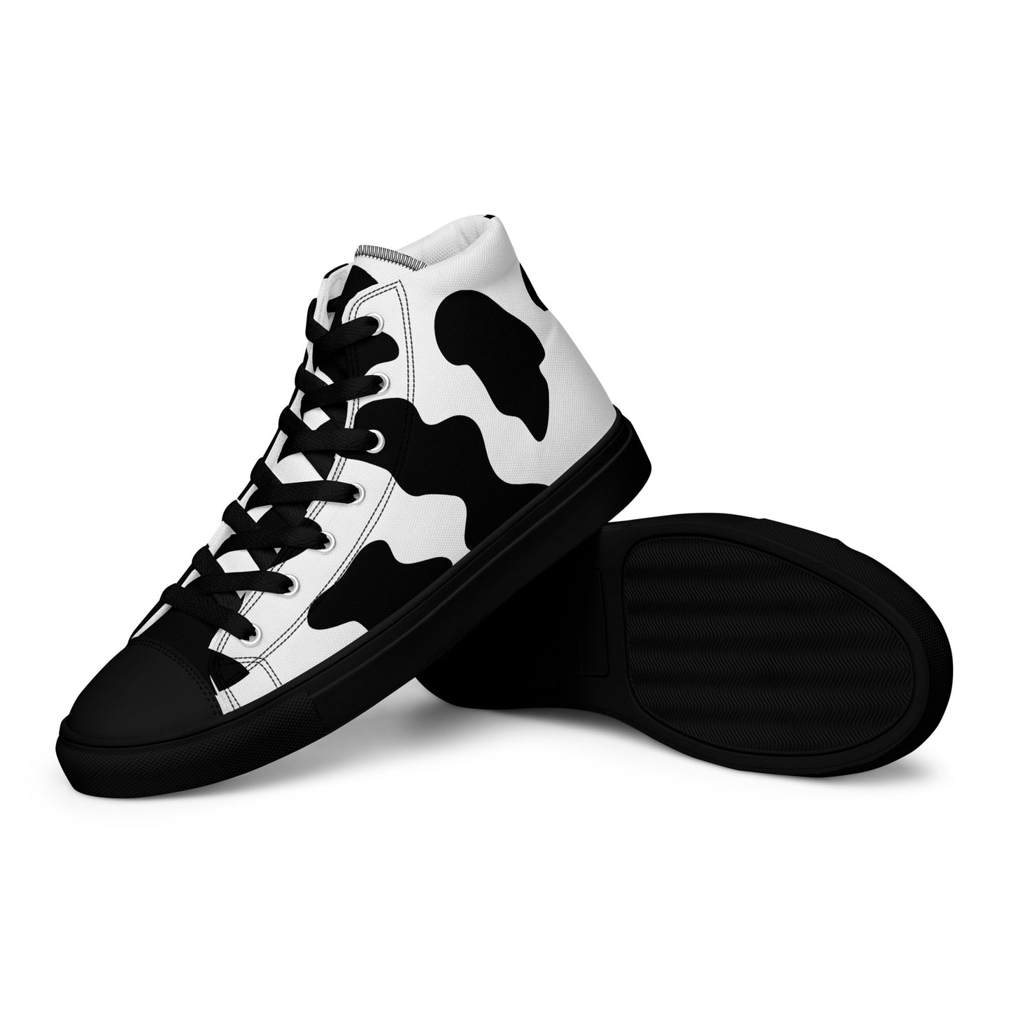 Cow Print Men’s high top canvas shoes