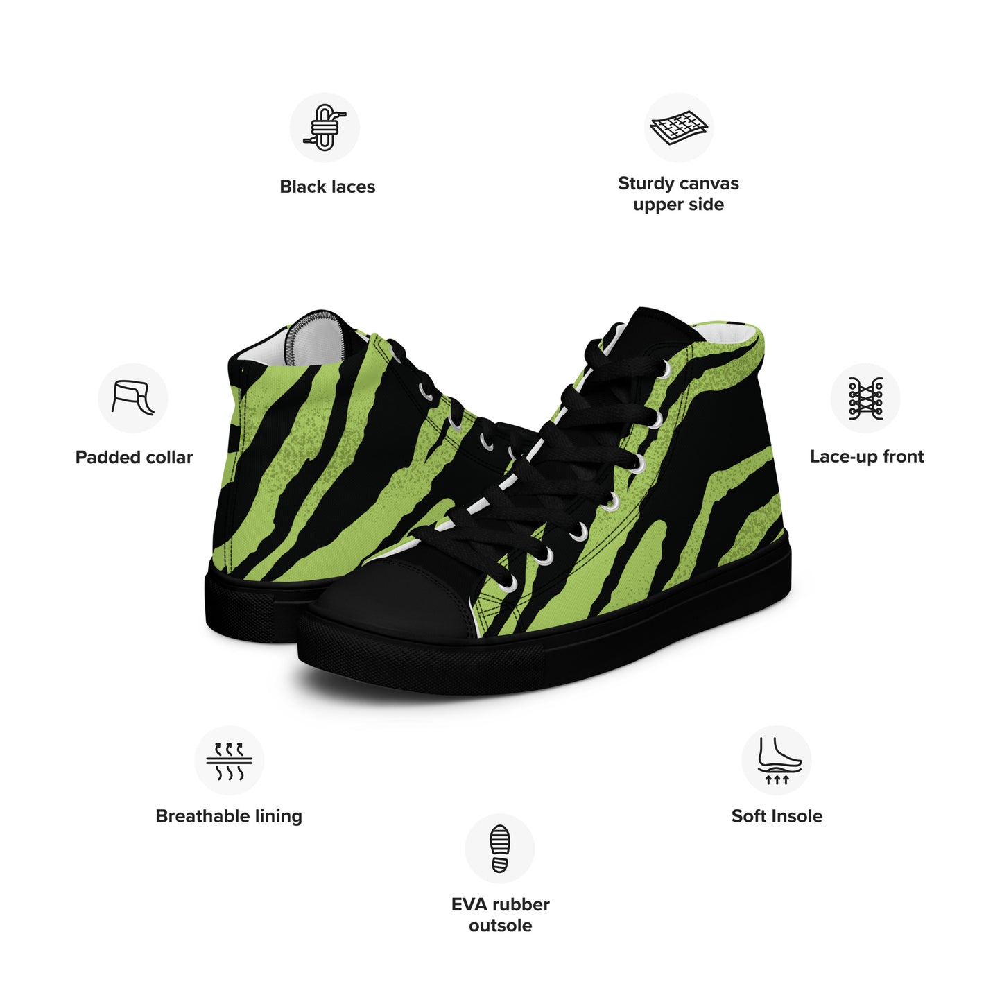 Green Tiger Men’s high top canvas shoes