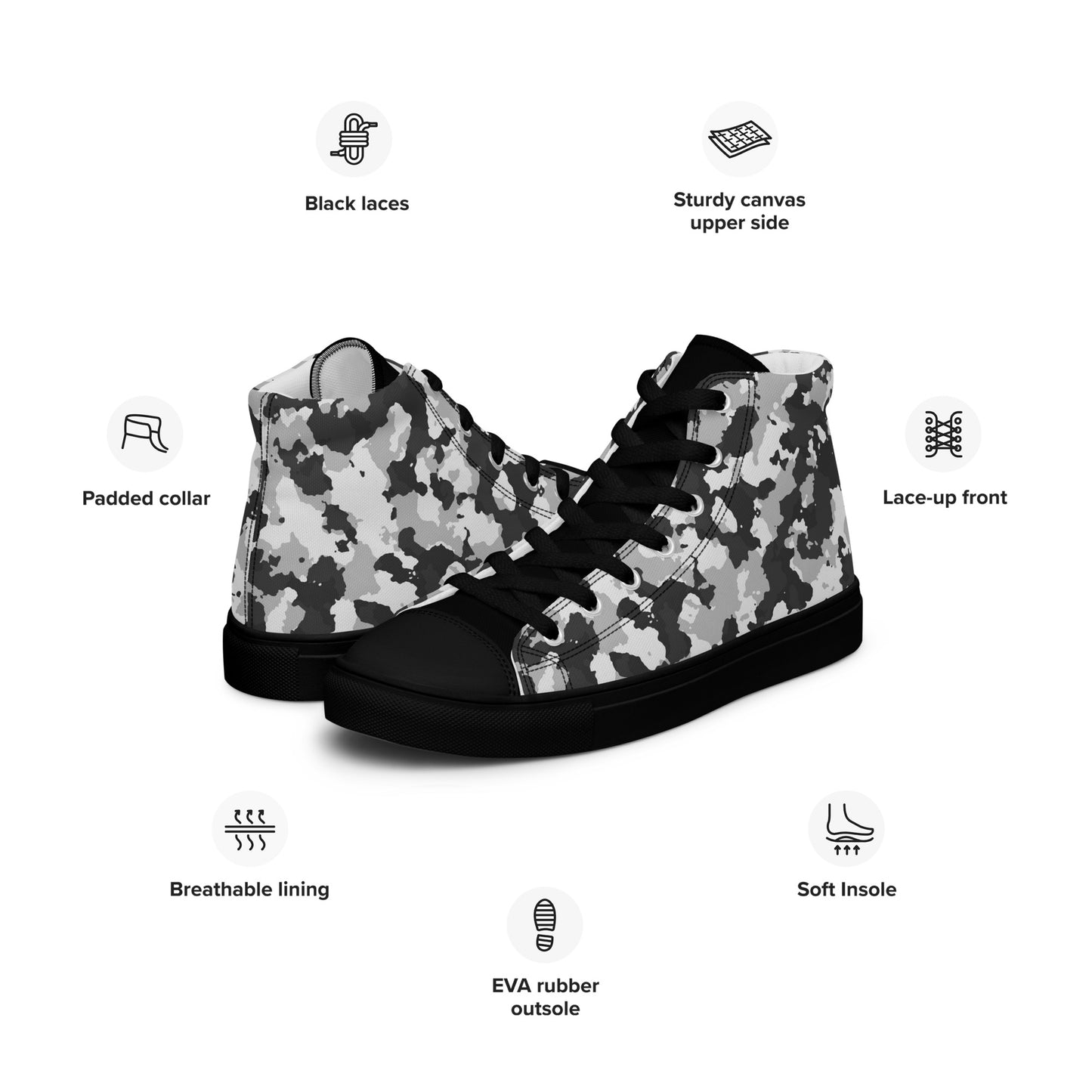 Camouflage Men’s high top canvas shoes