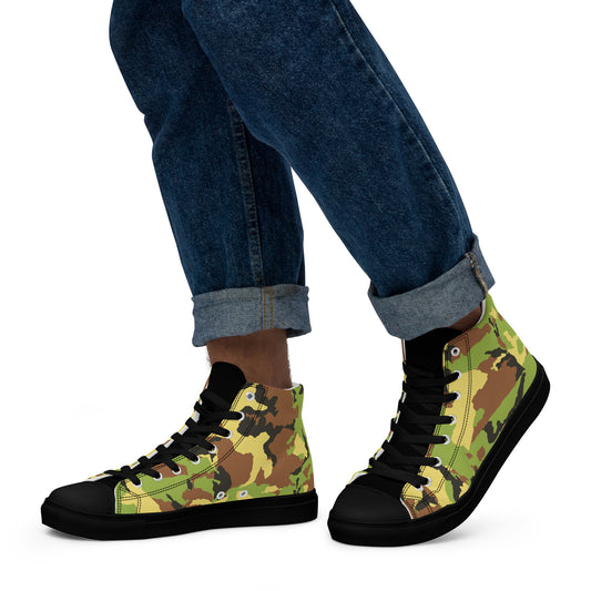 Green Camo Men’s high top canvas shoes