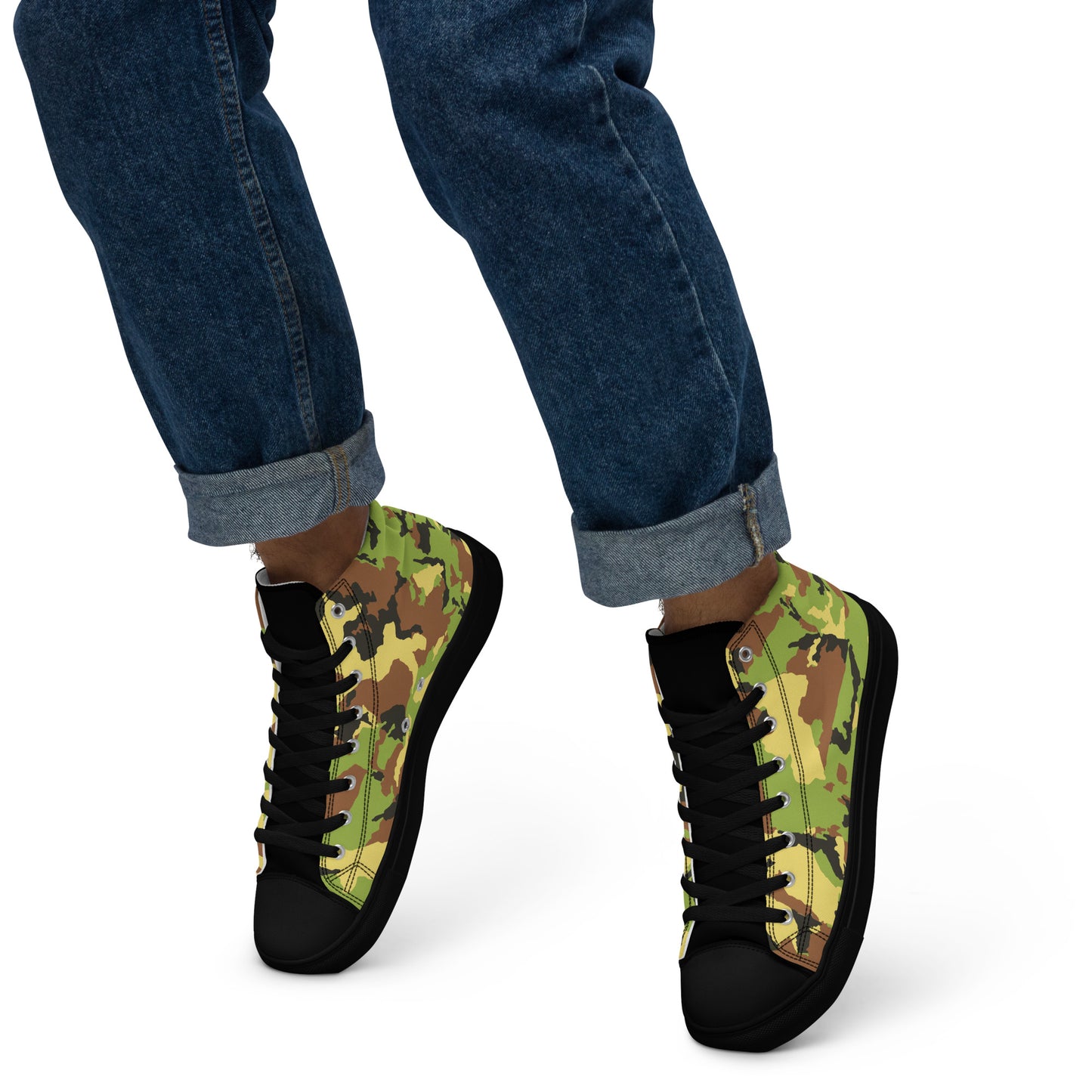 Green Camo Men’s high top canvas shoes