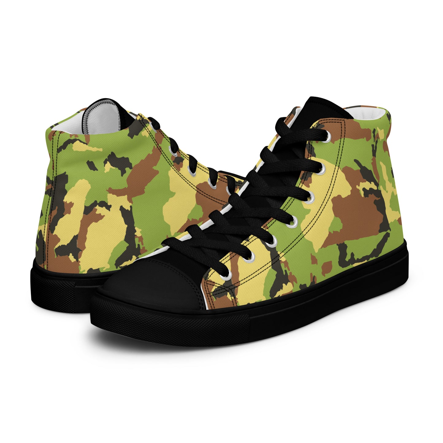 Green Camo Men’s high top canvas shoes