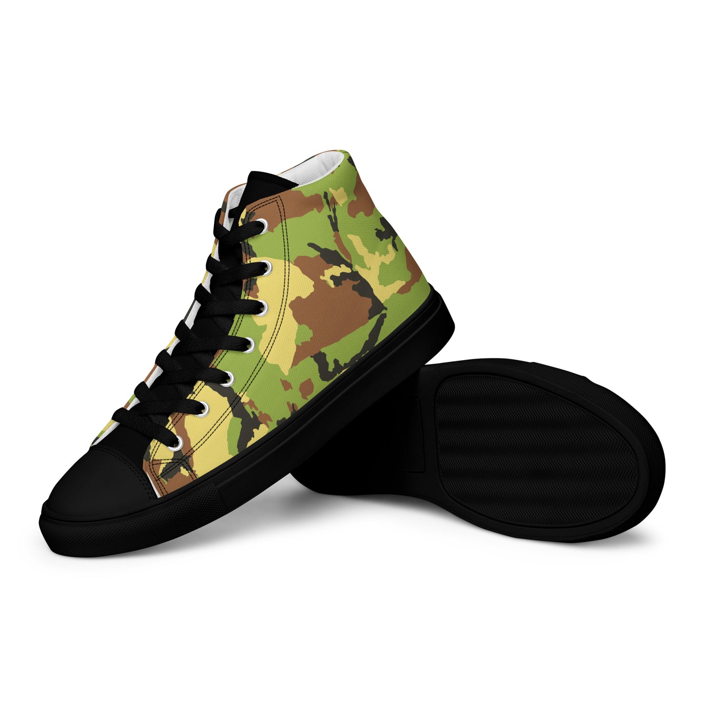 Green Camo Men’s high top canvas shoes